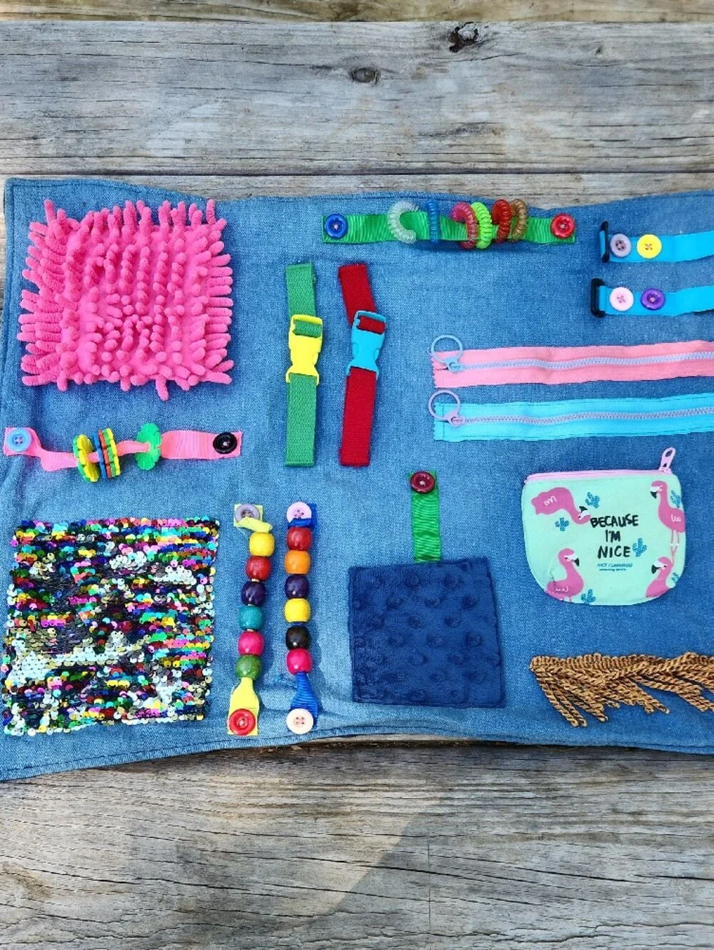 Kids Sensory Activity Mat - Pink, Blue & Multicolor